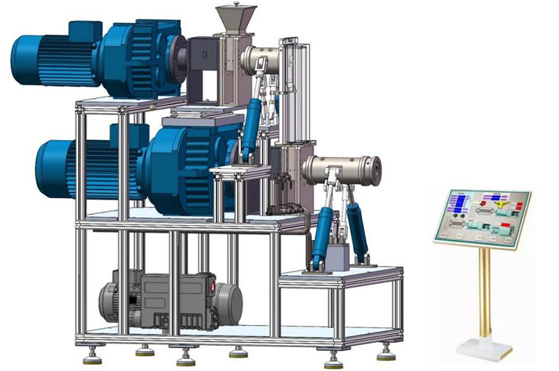 Structural diagram of double-stage COEX-45-2 vacuum exhaust spiral ceramic extruder 