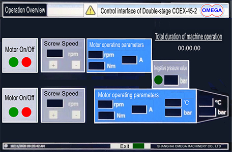 Display the second order motor parameters from the touch screen